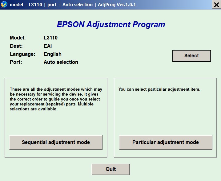 Epson l3110 resetter download
